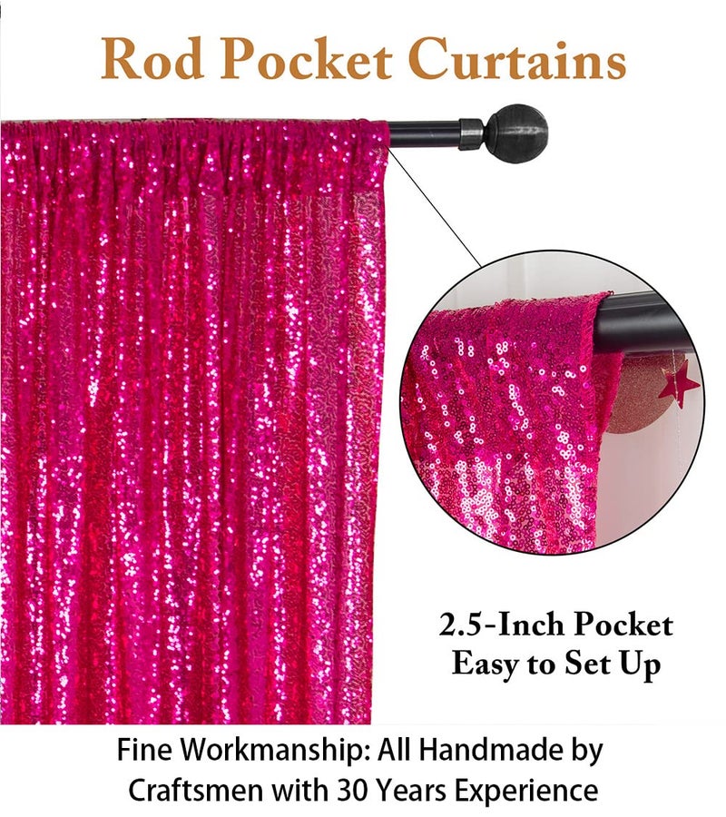 ShiDianYi 4x6ft Hot Pink Sequins Backdrop - Photo Booth Background for Parties Events, Sparkly Photography Decoration - Image 3
